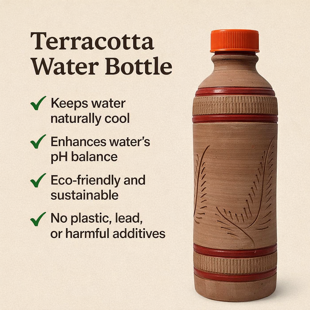 Eco-Friendly Water Bottle Crafted from Pure Natural Clay 900ml