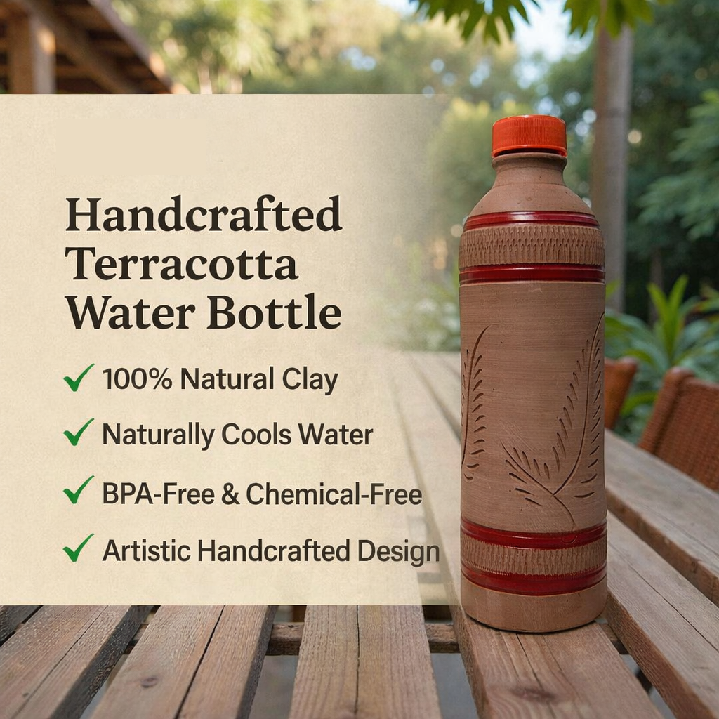 Eco-Friendly Water Bottle Crafted from Pure Natural Clay 900ml