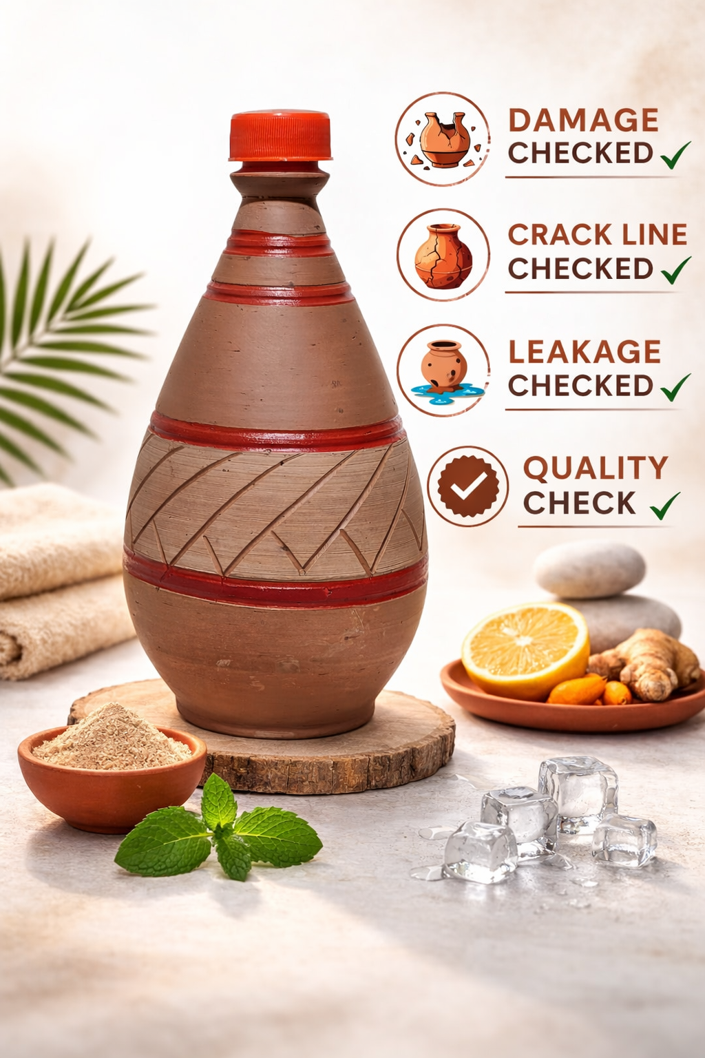100% PURE NATURAL CLAY WATER BOTTLE 650ml