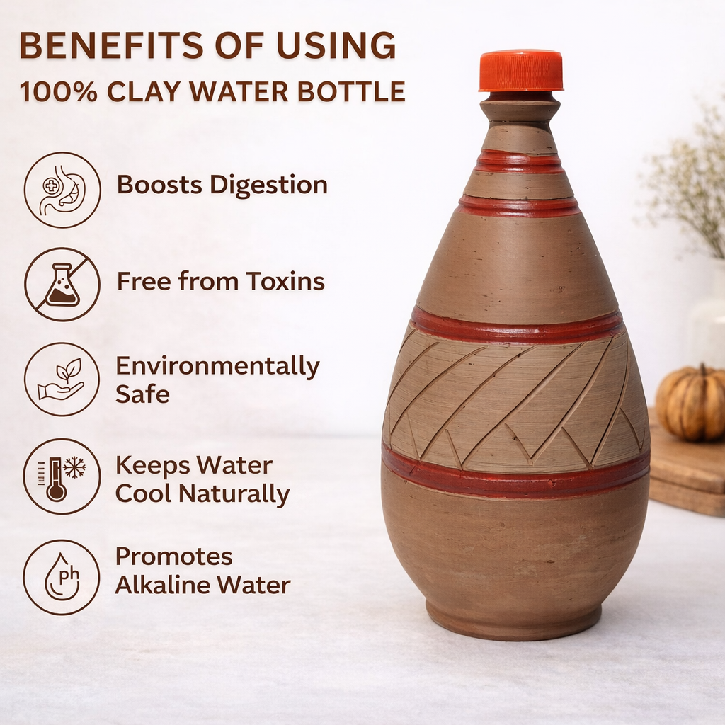 100% PURE NATURAL CLAY WATER BOTTLE 650ml