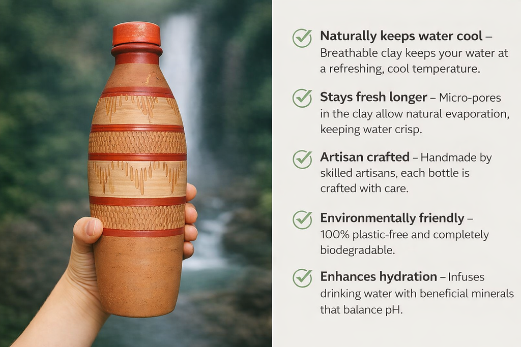 CLAY TERACOTTA WATER BOTTLE 1 L