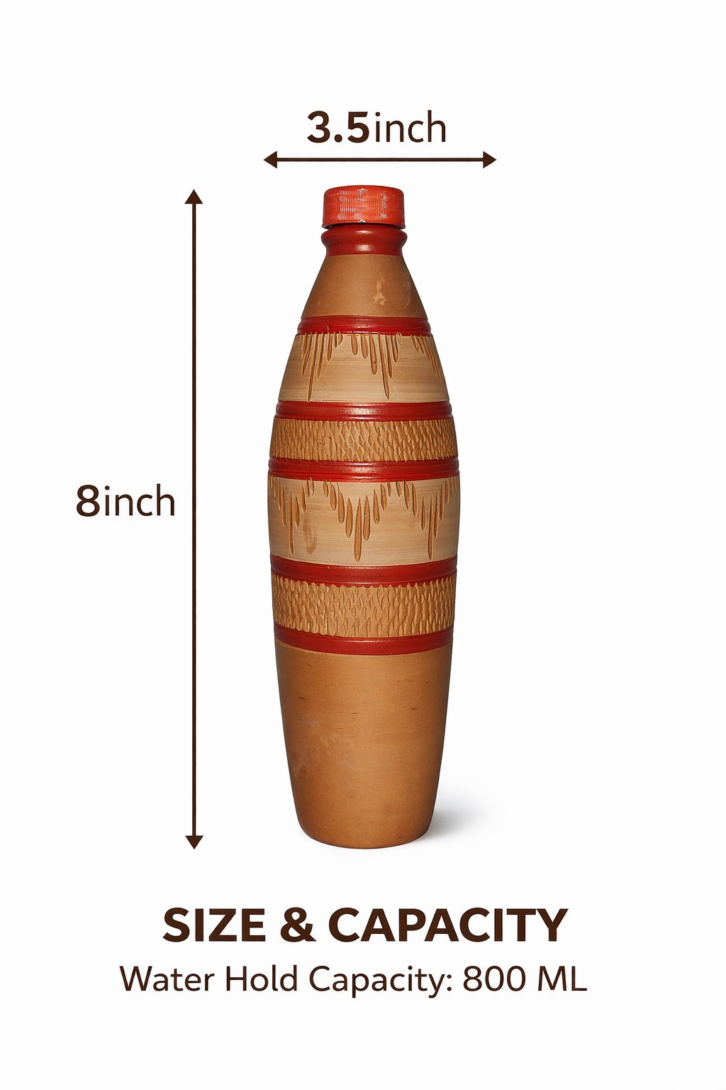 CLAY TERACOTTA WATER BOTTLE 1 L