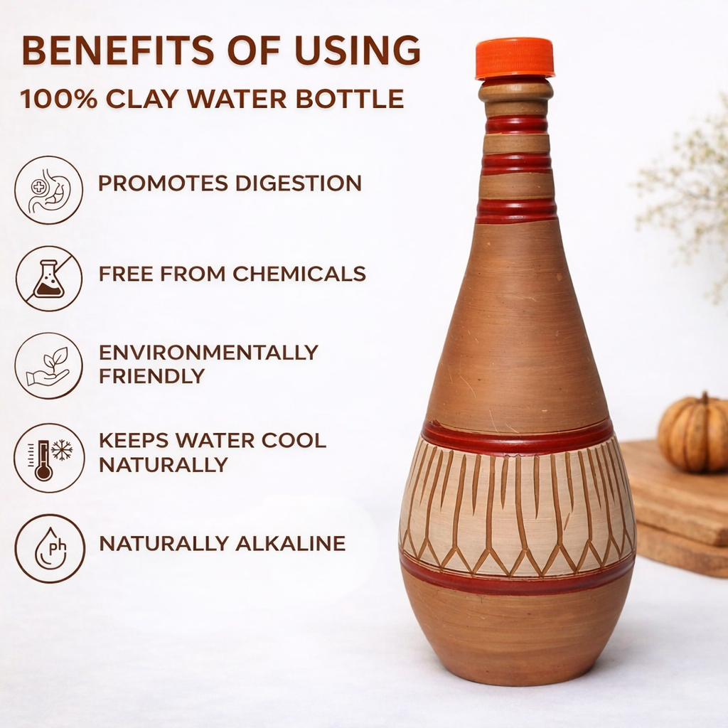 CLAY TERACOTTA WATER BOTTLE 750ml